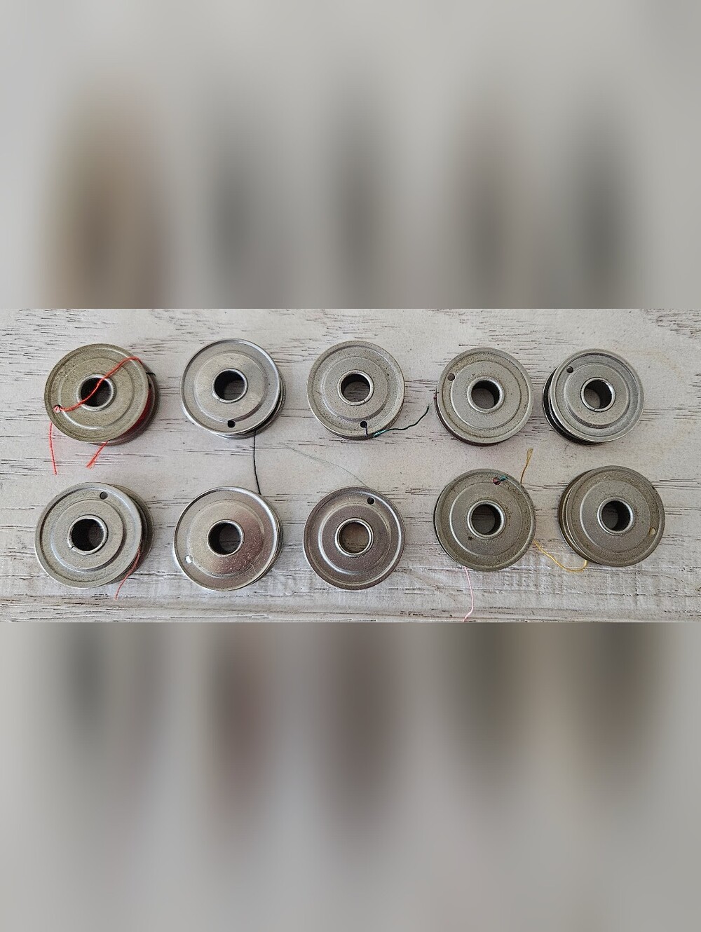 Sewing Machine Bobbins One Hole Vintage Metal Lot Of 10
